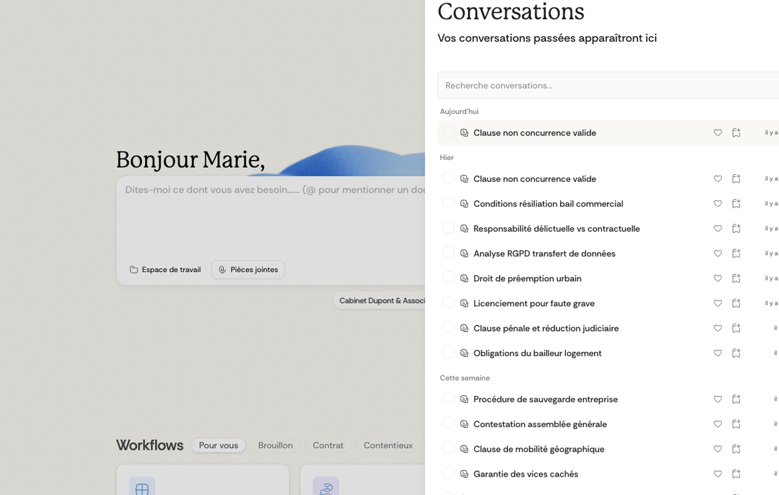 Conversation history panel