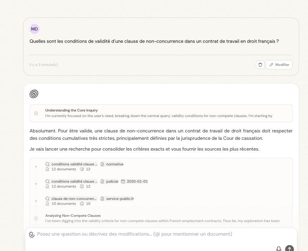 Search response with sources