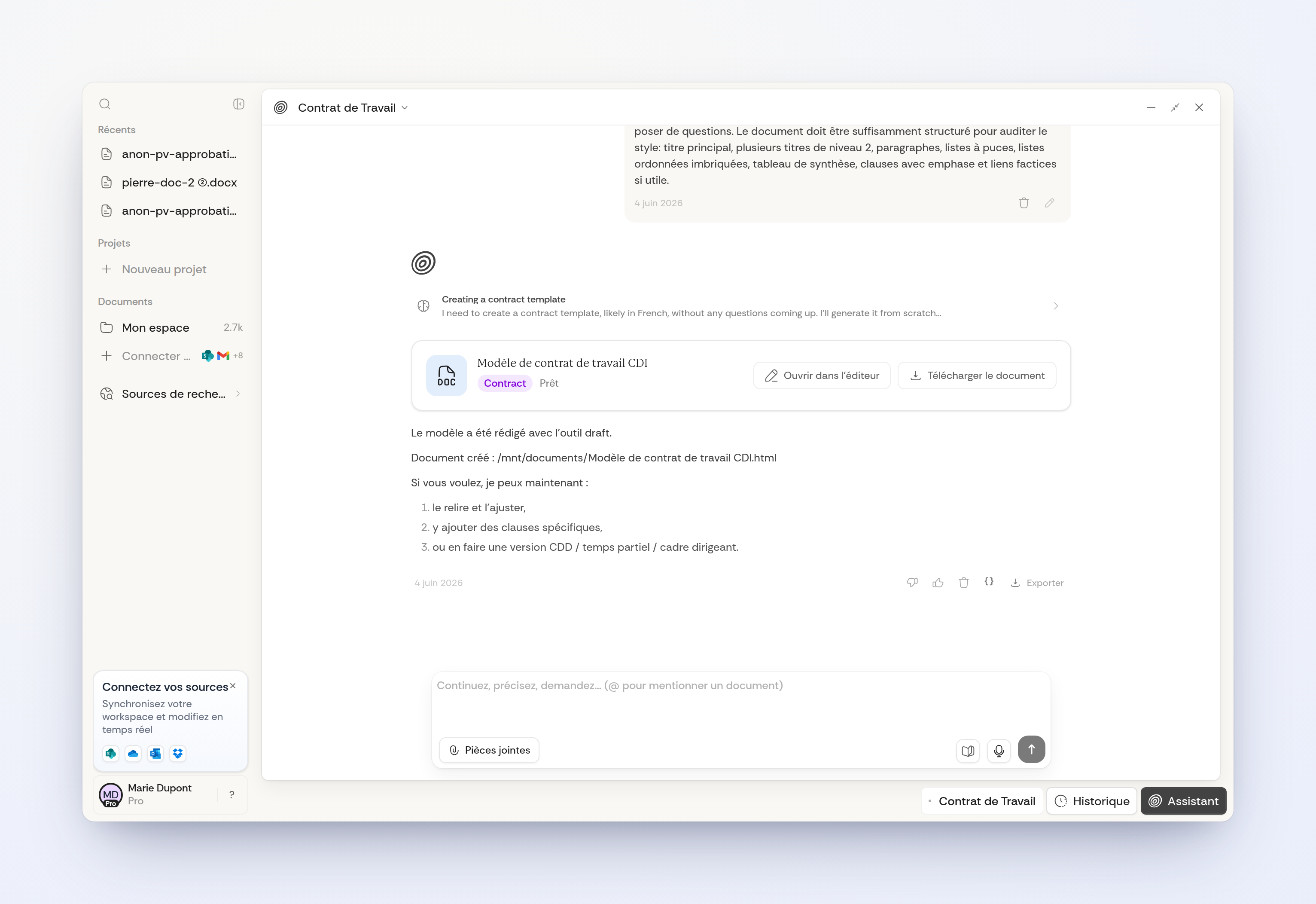 L'assistant répond et produit vos documents L'assistant répond et produit vos documents